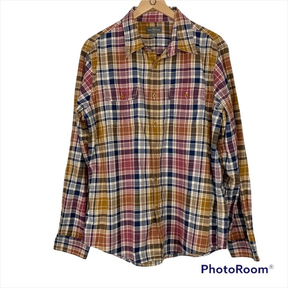 L.L. Bean Signature Slim Fit Cotton Plaid Long Sleeve Button-Front Shirt Large - Picture 1 of 10